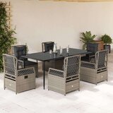  7-dijelni vrtni blagovaonski set od poliratana s jastucima sivi | shoptok.hr