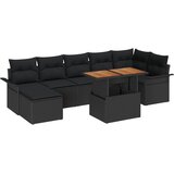 vidaXL Set za blagovanje u vrtu s 8 komada s jastučićima crni poliratan akacija | shoptok.hr