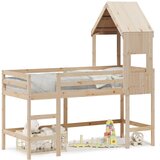  The Living Store Posteljni okvir z lestvijo in streho 90x190 cm borovina - Pograd, (21496236) | Shoptok.si