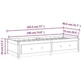  Dnevni ležaj Crna 75 x 190 cm 2FT6 jednokrevetni od borovine | shoptok.hr