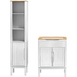  Set namještaja za kupaonicu 2 pcs Bijelo Čvrsto borovo drvo | shoptok.hr