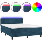  box spring s madracem LED tamnoplavi 140x190 cm baršun | shoptok.hr