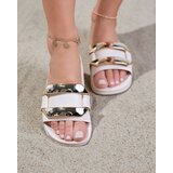 Resti Women's beige slippers with golden Serina ornament - Footwear | shoptok.hr