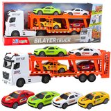  Tovornjak s prikolico za igro s 4 športnimi avtomobili - bela/oranžna | Shoptok.si