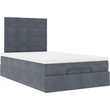 vidaXL Otomanski posteljni okvir z vzmetnicami siv 120x200cm žamet | Shoptok.si