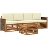  Set vanjskih sofa 5 kom. Prirodna i krem Čvrsto drvo akacije Smeđa | Shoptok.si