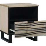 vidaXL Posteljne mize s predalom Bela in črna 40 x 33 x 46 cm | Shoptok.si