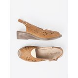 Shelvt Caramel openwork wedge sandals | Shoptok.si