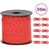  Uže za šator s reflektirajućim prugama i ključevima 50 m 4 mm | shoptok.hr