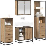 vidaXL Komplet pohištva za kopalnico s predalom 4 pcs artisan hrast | Shoptok.si