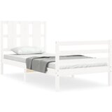 The Living Store Posteljni okvir z vzglavjem bel 100x200 cm trden les - Posteljni Okvir, (21527685) | Shoptok.si