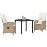  3-delni set vrtne jedilnice z blazinami Bež poli ratan, (22087397) | Shoptok.si