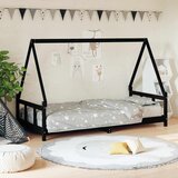  Okvir za dječji krevet crni 90 x 200 cm od masivne borovine | shoptok.hr