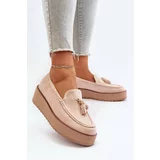 Kesi Women's platform loafers with fringe, light beige Mialani