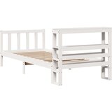  Posteljni okvir z vzglavjem bel 75x190 cm trdna borovina, (21292145) | Shoptok.si