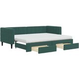 vidaXL Izvlečna dnevna postelja s predali temno zelena 80x20 | Shoptok.si