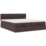 vidaXL Otomanski posteljni okvir z vzmetnicami rjav 200x200 cm blago | Shoptok.si
