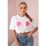 Kesi Cotton blouse with a floral print in white Cene