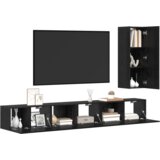 vidaXL Set TV komoda s policom Ostalo s pohranom s vratima 4 pcs Crni hrast 30.5 x 30 x 90 cm | shoptok.hr