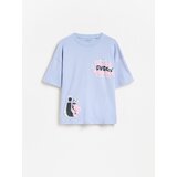 Reserved Pamučna majica s printom - bljedoplavo | shoptok.hr