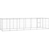  Zunanji pasji boks pocinkano jeklo 16,94 m² - - Srebrna - 74.5 - 770 x 220 x 180 cm - | Shoptok.si