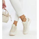 Gemre Beige wedge sneakers with rhinestones Ashleey | Shoptok.si