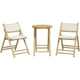 vidaXL 3-dijelni sklopivi bistro set s krem bijelim jastucima bambus | shoptok.hr