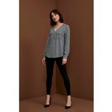 Moodo Viscose shirt with a V-neck and decorative zipper | Shoptok.si