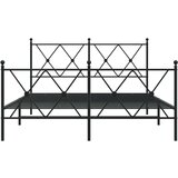 VidaXL Kovinski posteljni okvir z vzglavjem in vznožjem črn 137x190 cm Slike