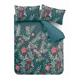 Catherine Lansfield Tamno zelena posteljina za bračni krevet/za produženi krevet 230x220 cm Tropical Floral Birds –