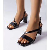Gemre Black patent block heel sandals Beaulac | Shoptok.si
