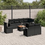 vidaXL 9-dijelni set vrtnih sofa s jastucima crni od poliratana | shoptok.hr