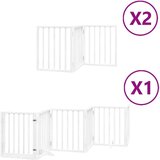 vidaXL Ograda za pse z vrati zložljiva 12 panelov bela 600 cm les | Shoptok.si