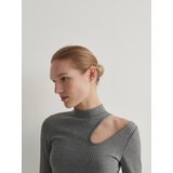 Reserved midi obleka iz džersija - siva | Shoptok.si