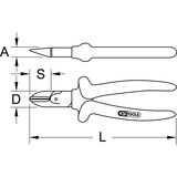 Ks Tools Diagonalne stranske ščipalne klešče SlimPOWER, 2-komponentni ročaj, dolžina 160 mm | Shoptok.si