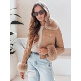 DStreet Kurtka skórzana damska z futerkiem kamelowa | Shoptok.si