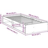 vidaXL Dnevni krevet bez madraca 90 x 190 cm od masivne borovine | shoptok.hr