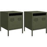 Maison Chic Dvo delni komplet Nočne omarice - Nočne mize olivno zelena 35x39x43,5 cm jeklo, (21687662) Cene