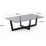 Kave Home Črna klubska mizica s stekleno mizno ploščo 70x120 cm Plam – | Shoptok.si
