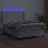  Box spring postelja z vzmetnico LED bela 140x190cm umetno usnje, (20893859) | Shoptok.si