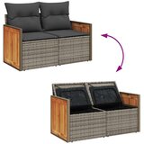  7-dijelni set vrtnih sofa poliratan i bagrem s jastucima sivi | shoptok.hr