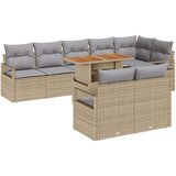 9 dijelni vrtni set sofe s jastucima bež poli ratan akacija 2-sjedalna vrtna sofa s jastucima bež poli ratan | shoptok.hr
