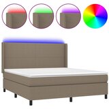  Krevet box spring s madracem LED smeđesivi 180x200 cm tkanina | shoptok.hr