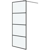 Pregrada za tuš crna 80 x 195 cm s mutnim staklom ESG | shoptok.hr