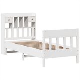 vidaXL Posteljni okvir brez vzmetnice bel 75x190 cm trdna borovina | Shoptok.si