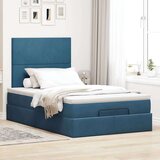 vidaXL Otomanski posteljni okvir z vzmetnicami moder 120x190cm žamet | Shoptok.si