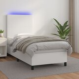  Box spring s madracem LED bijeli 90x190 cm umjetna koža | shoptok.hr