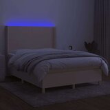  Box spring postelja z vzmetnico LED krem 140x200 cm blago, (20901365) | Shoptok.si