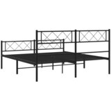  Metalni okvir kreveta uzglavlje i podnožje crni 140x190 cm | shoptok.hr