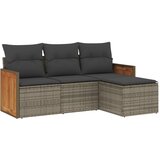  4-dijelni set vrtnih sofa od poliratana s jastucima sivi | shoptok.hr